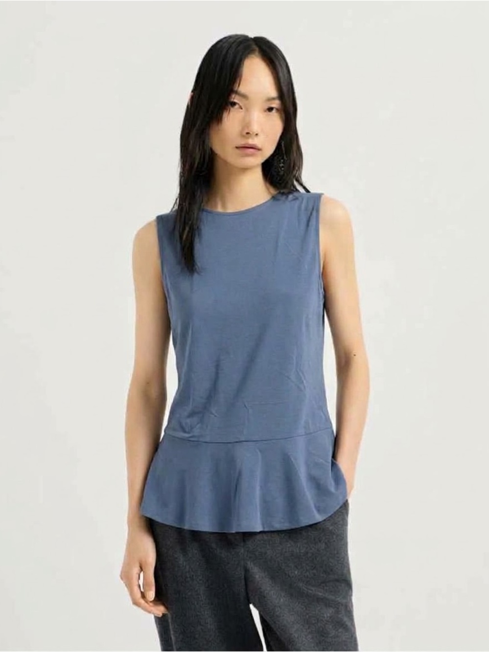 Brunello Cucinelli Peplum Top | Slate Blue
